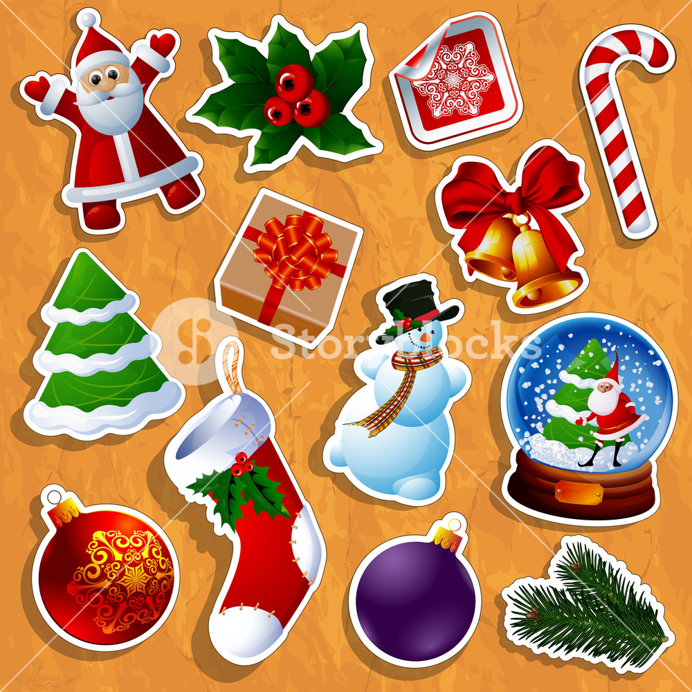 Christmas Sticker Icons. Vector. Royalty-Free Stock Vector SBI ...