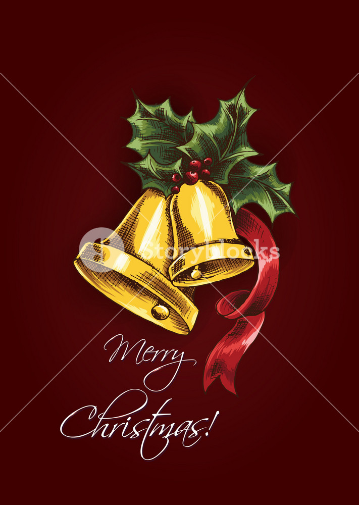 Christmas Vector Illustration With Bells And Holly Berry Royalty-Free ...