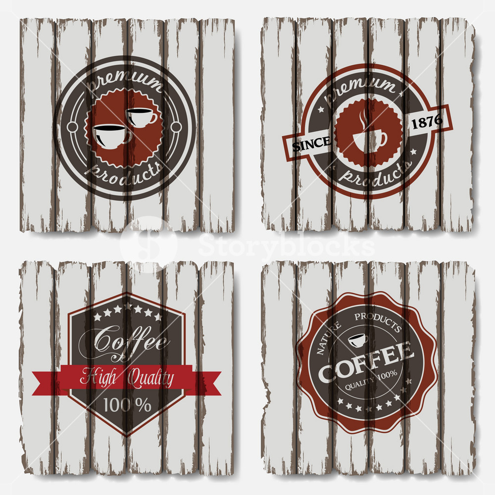 Rustic Coffee Labels Coffee Labels On Old Wood Background Royalty-Free Stock Vector SBI ...