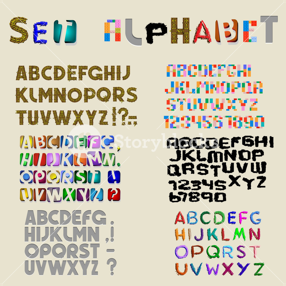 Collection Of 6 Sets Of Latin Alphabet Royalty-Free Stock Vector SBI ...