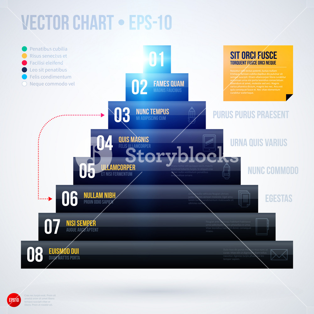 Pyramid Chart Template With Glowing Lights On White Background. Eps10 ...