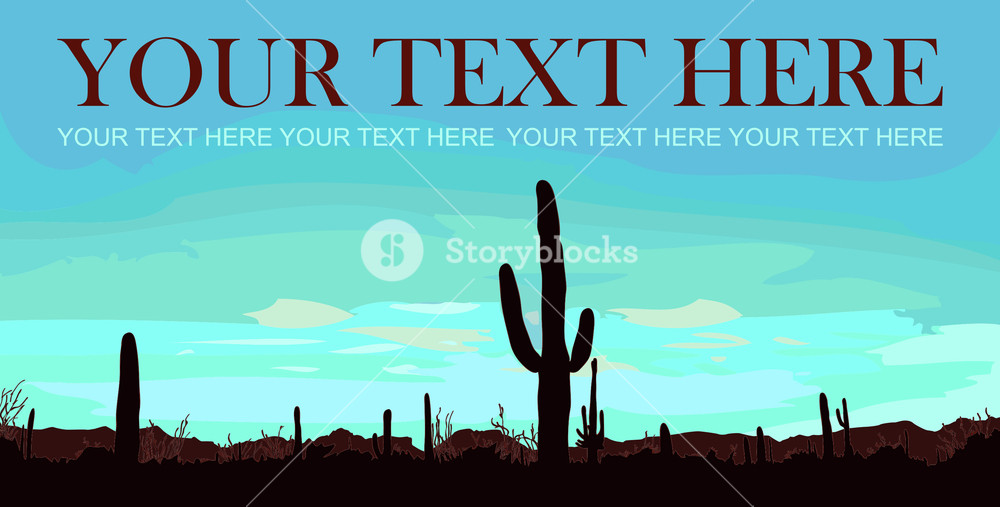 Desert Landscape With Cactus. Vector Illustration. Royalty-Free Stock ...