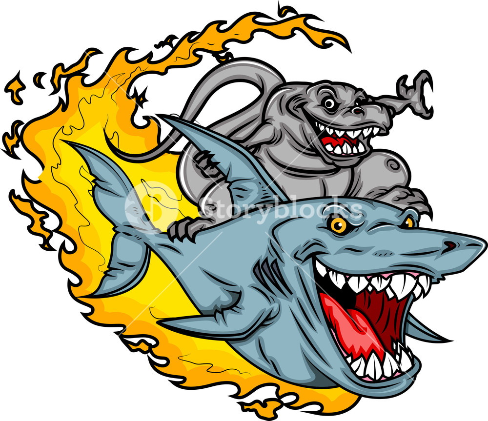 Dinosaur Riding A Shark Royalty-Free Stock Vector SBI-300468935 ...
