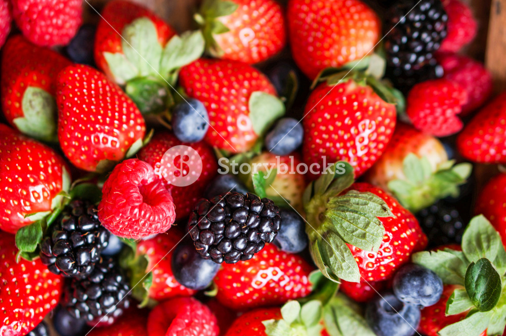 Closeup Of Fresh Berries(raspberries Royalty-Free Stock Image - Storyblocks