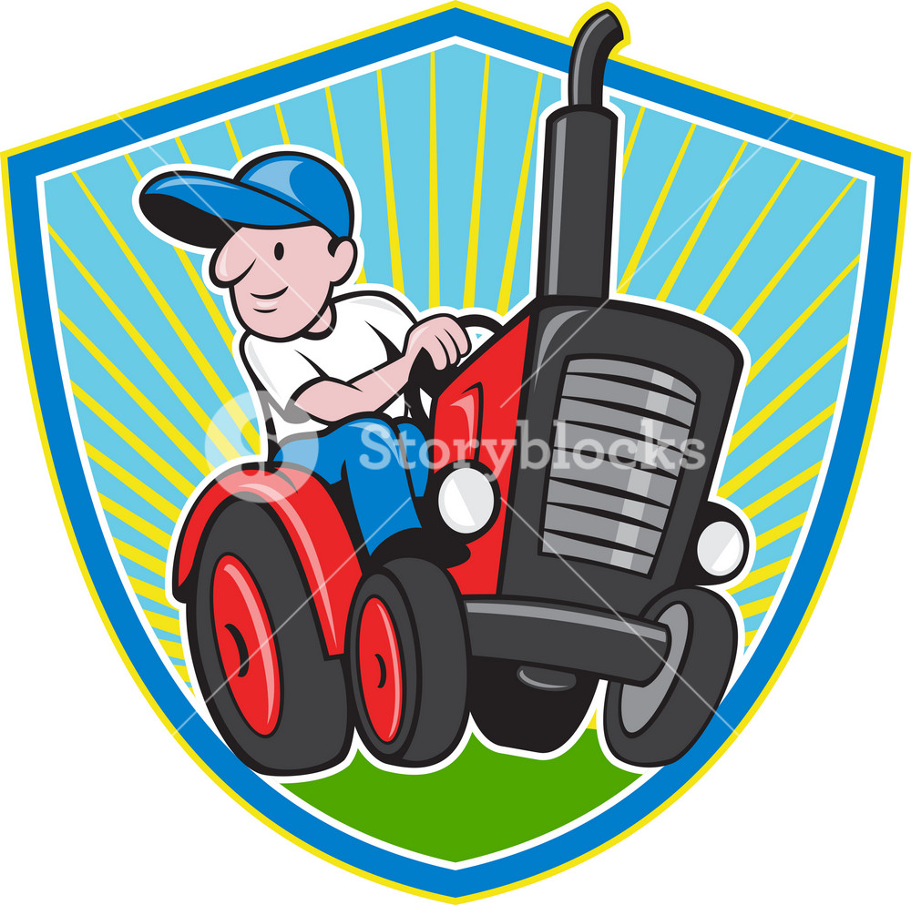 Farmer Driving Vintage Tractor Cartoon Royalty-Free Stock Vector SBI ...