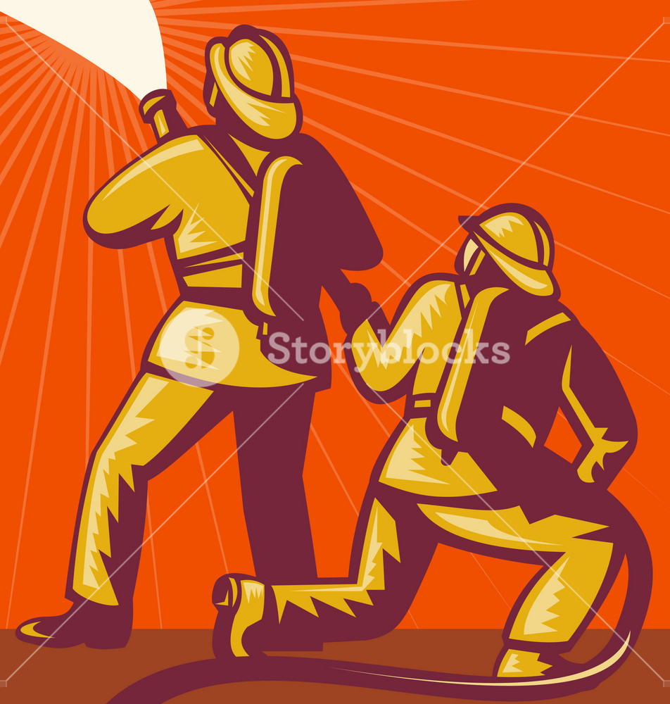 Firefighter Or Fireman Aiming A Fire Hose Royalty-Free Stock Vector SBI ...