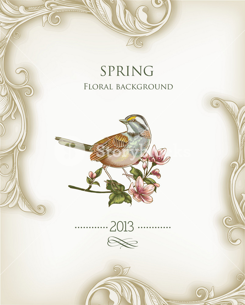 Floral Background Vector Illustration With Spring Flowers Royalty-Free ...