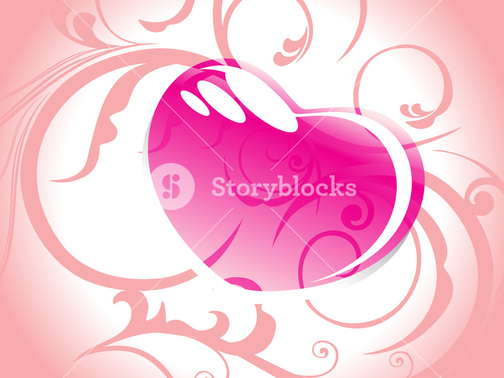 Floral Background With Romantic Pink Heart Royalty-Free Stock Vector ...