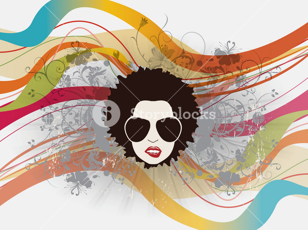 Funky Face With Floral Vector Illustration Royalty-Free Stock Vector ...