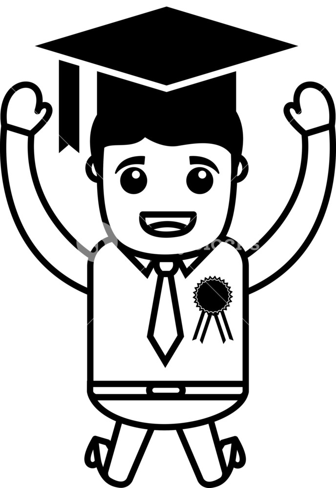 Graduation Celebration - Cartoon Office Vector Illustration Royalty ...