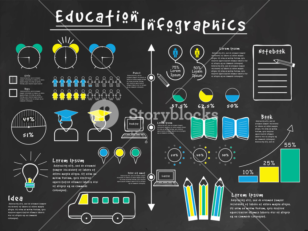A big set of various statistical education infographic elements with ...