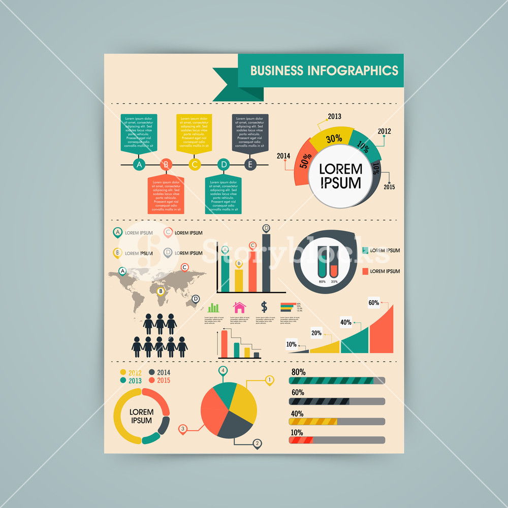 Colorful different infographics elements showing business growth ...