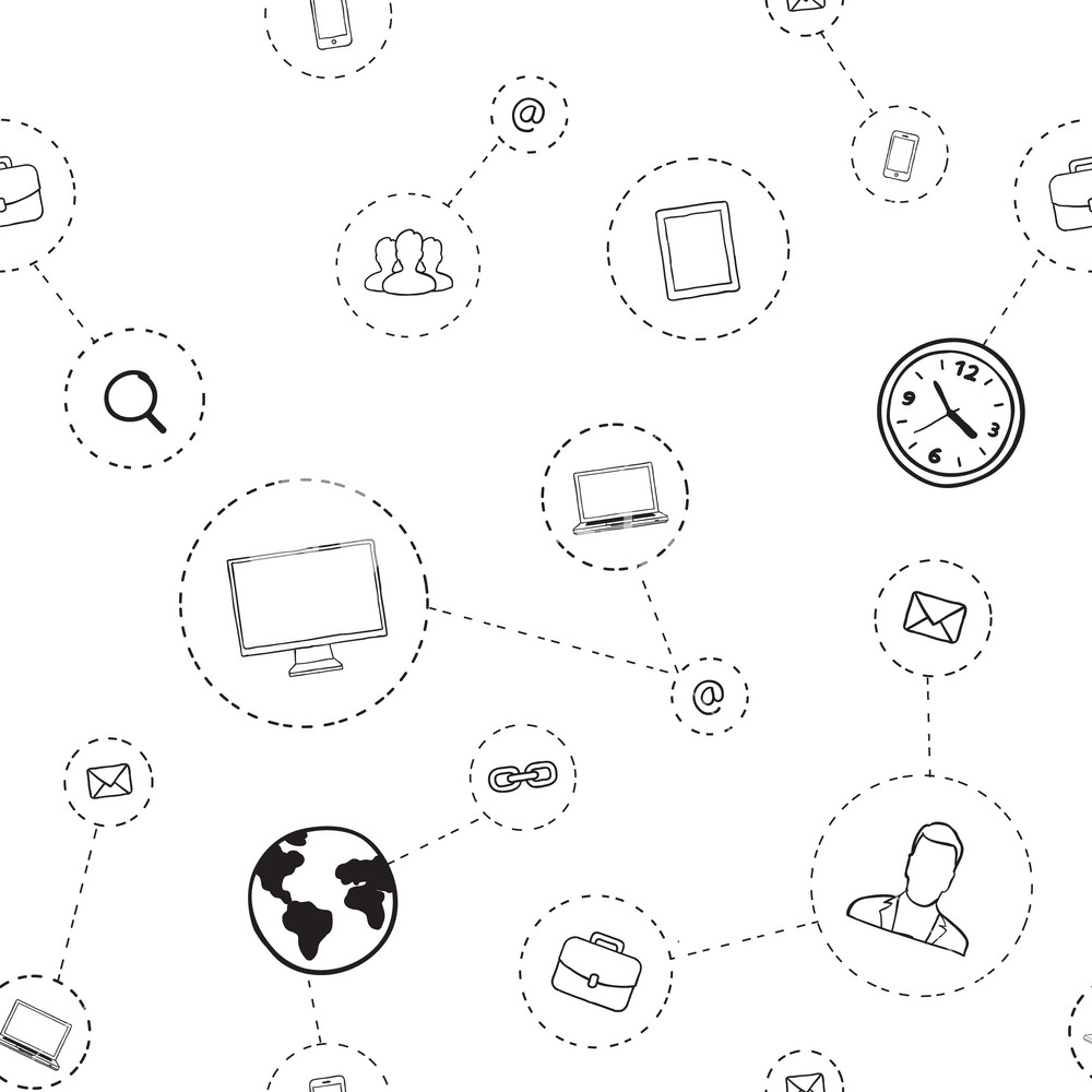 Seamless vector pattern of social media communication with icons ...