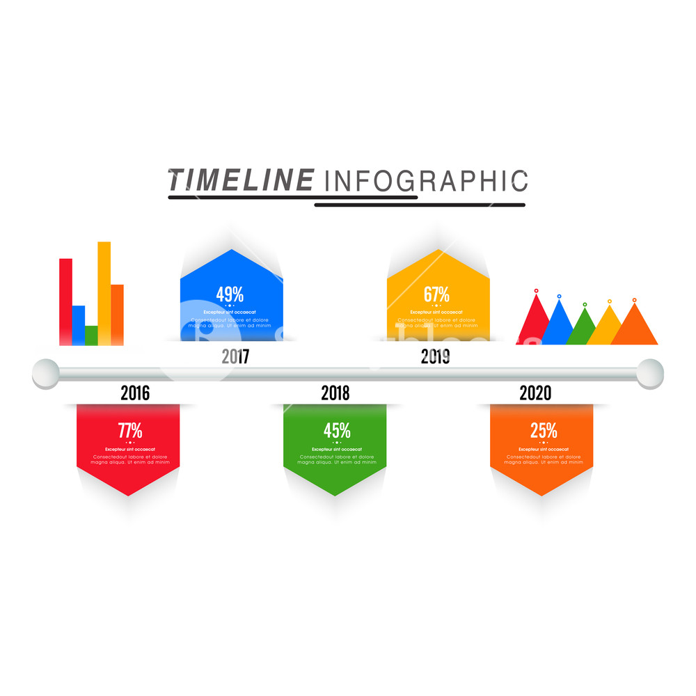 Time Line Infor Graph Timeline infographic template layout with graphs showing year wise ...