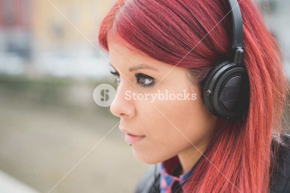 Vibrant Venezuelan Woman Enjoying Milan's City Life with Music