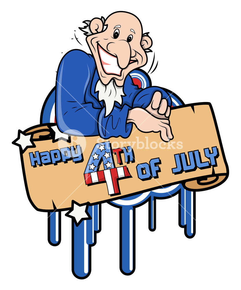 Happy 4th Of July Cartoon Uncle Sam Without Hat Royalty-Free Stock ...