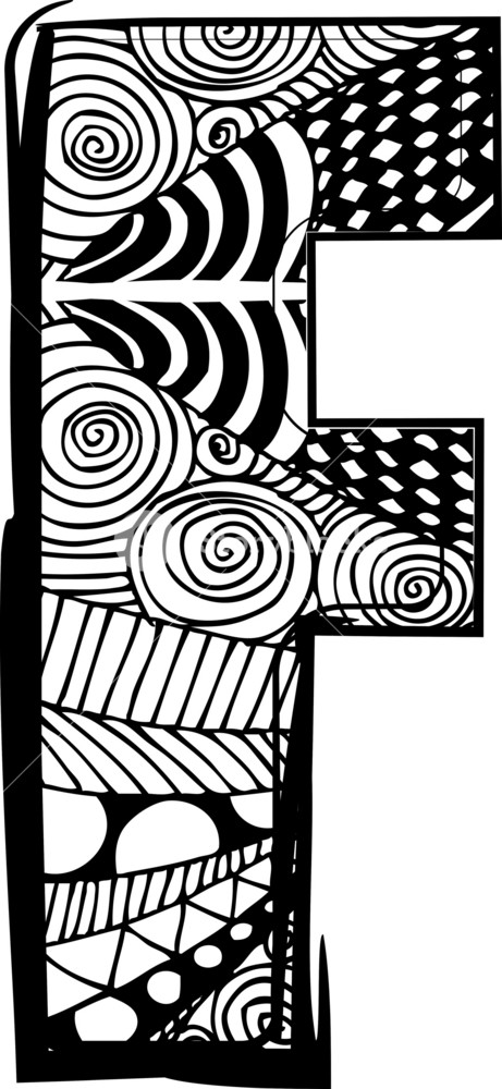 Letter F With Abstract Drawing. Vector Illustration Royalty-Free Stock ...