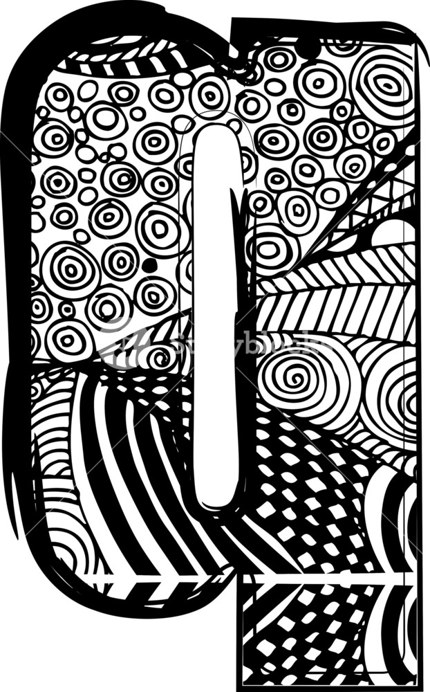 Letter Q With Abstract Drawing. Vector Illustration Royalty-Free Stock ...