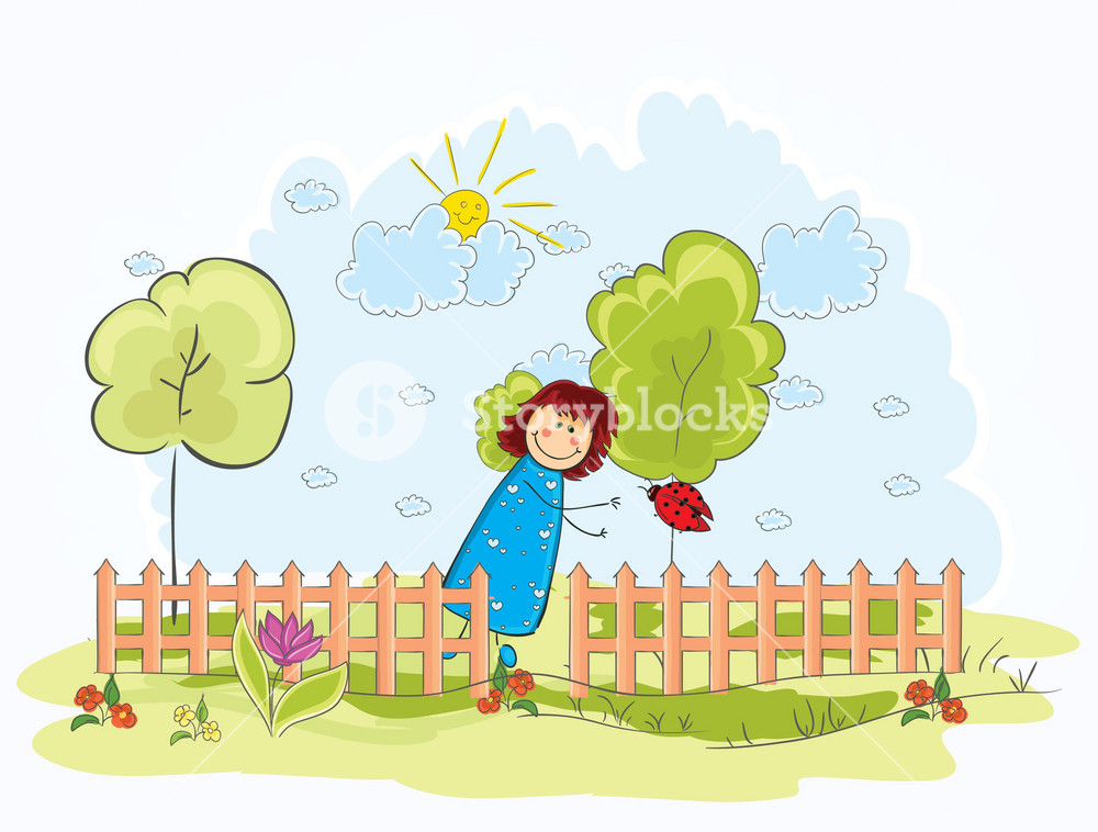 Child with Trees Vector Illustration Royalty-Free Stock Vector SBI ...