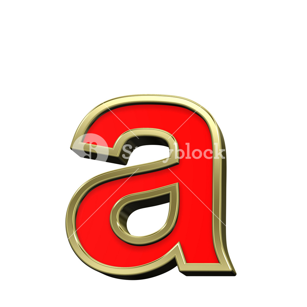 Lower Case Letter From Red With Gold Frame Alphabet Set Royalty-Free ...