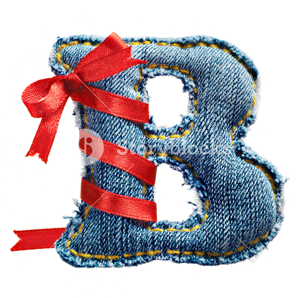 Magic holiday jeans alphabet letter B with red ribbon Royalty-Free ...