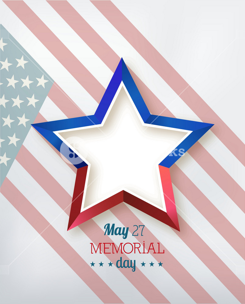 Memorial Day Vector Illustration With American Flag And Star Royalty ...