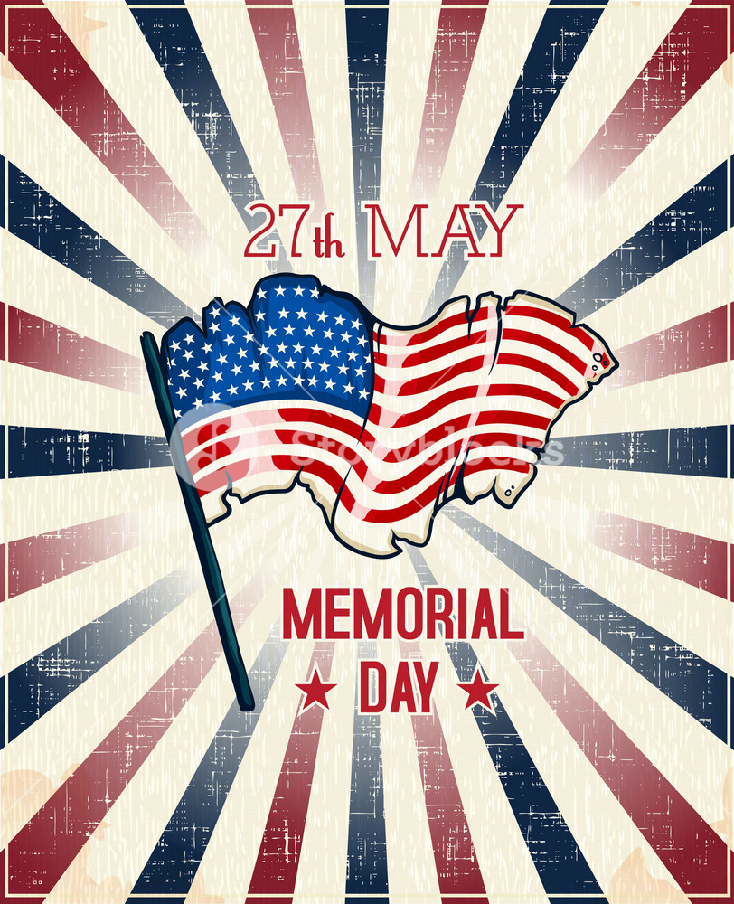 Memorial Day Vector Illustration With American Flag Royalty-Free Stock ...
