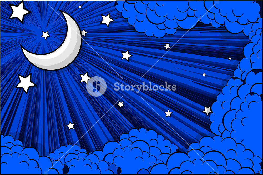 Moon Stars Retro Clouds Background Royalty-Free Stock Vector SBI ...