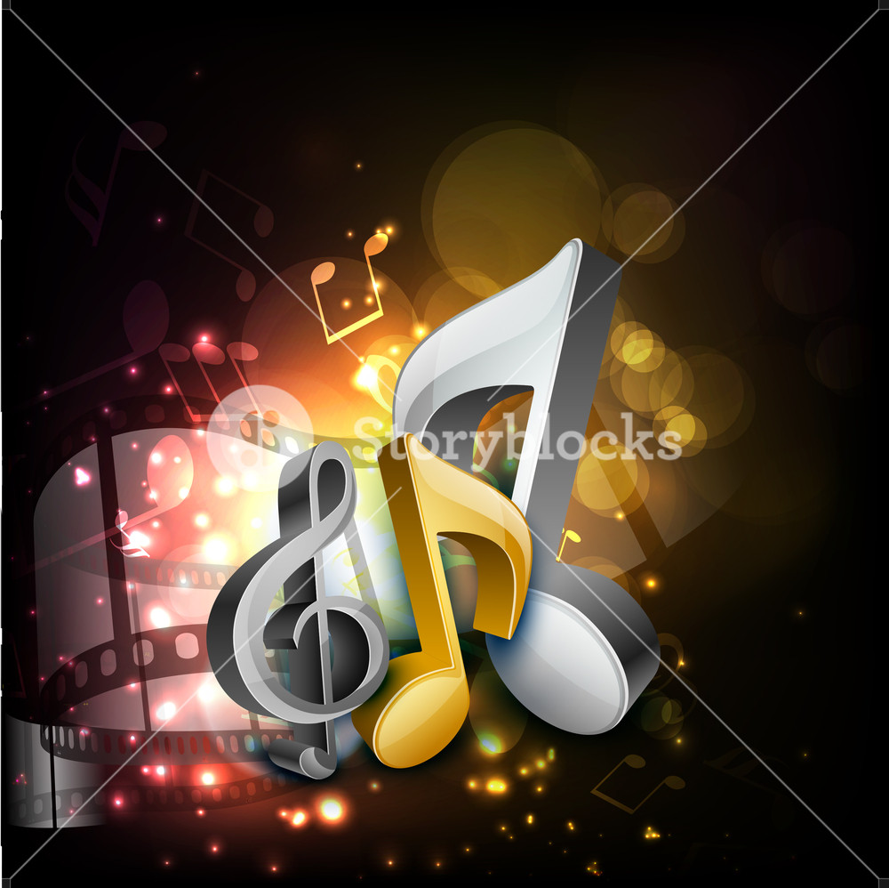 Movie Music Note Musical Notes On Shiny Background And Film Reel Royalty-Free Stock ...