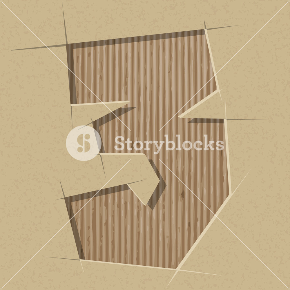 Number 3 Cut Out On A Cardboard. Vector Paper Alphabet Royalty-Free ...