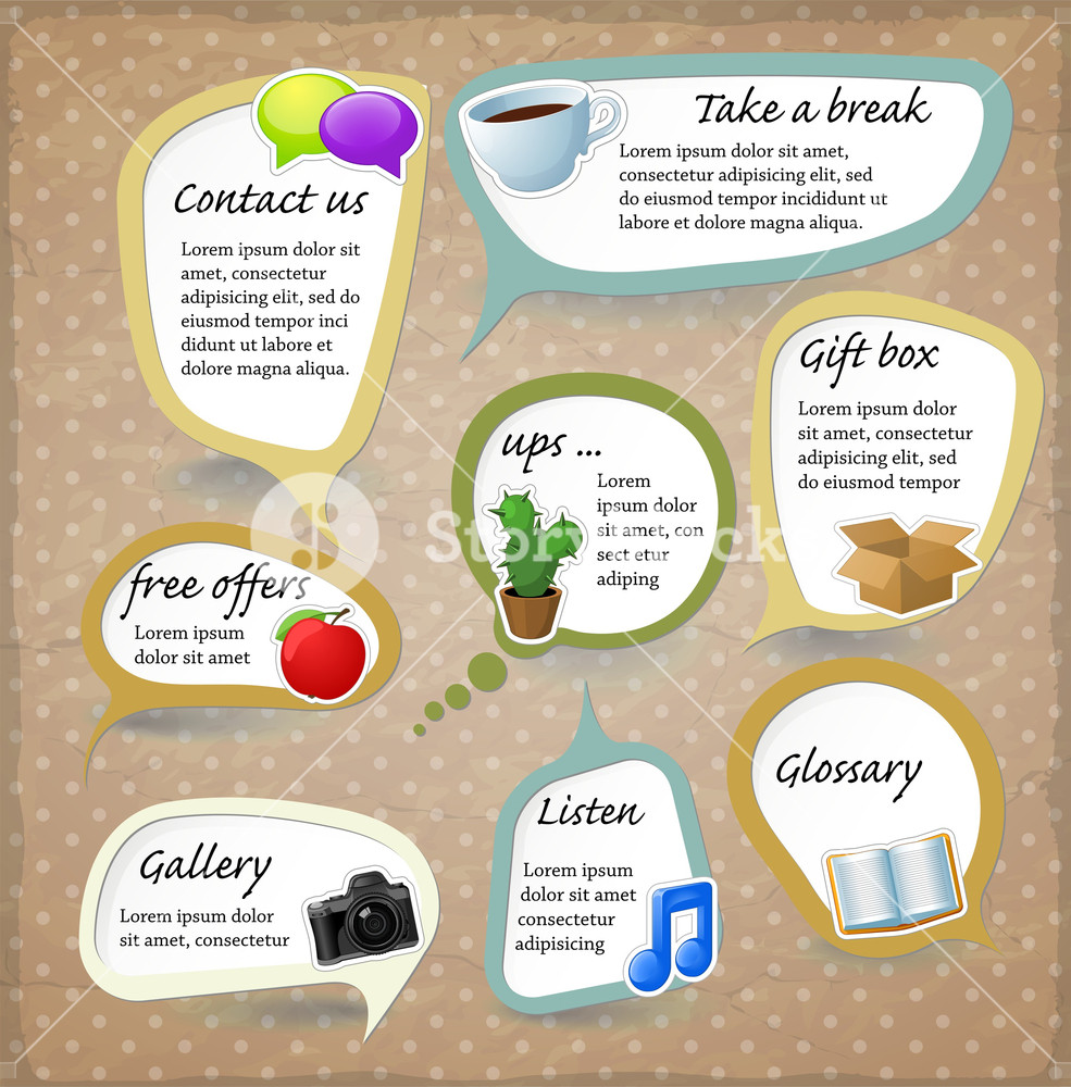 Paper Speech Bubbles. Vector Retro Stickers Set Royalty-Free Stock ...