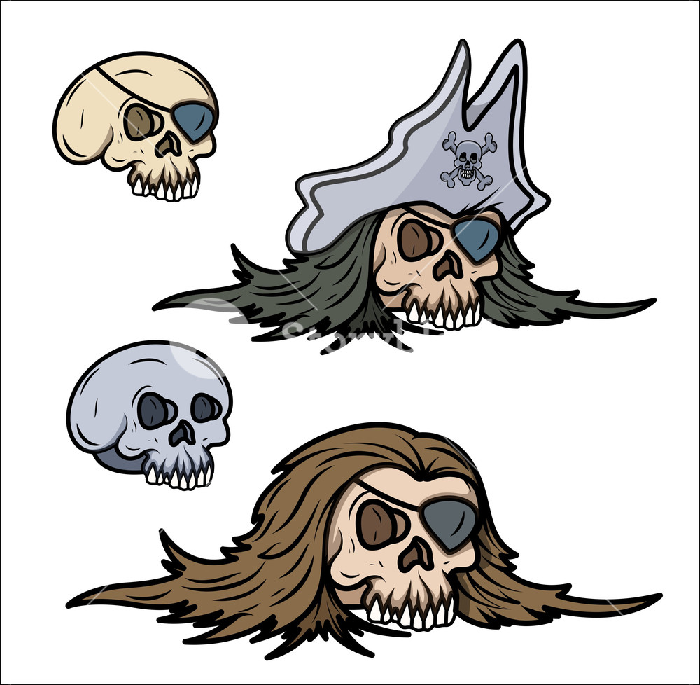Pirate Captain Skull - Vector Cartoon Illustration Royalty-Free Stock ...