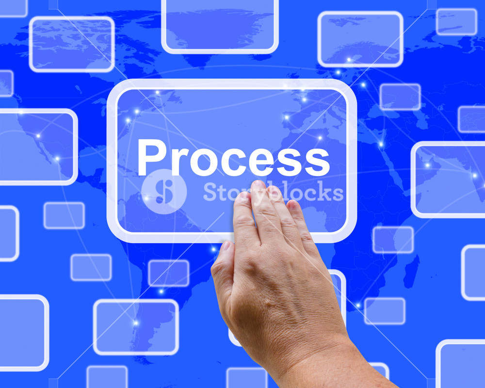 Pushing Process Button Representing Controlling A System Royalty-Free ...