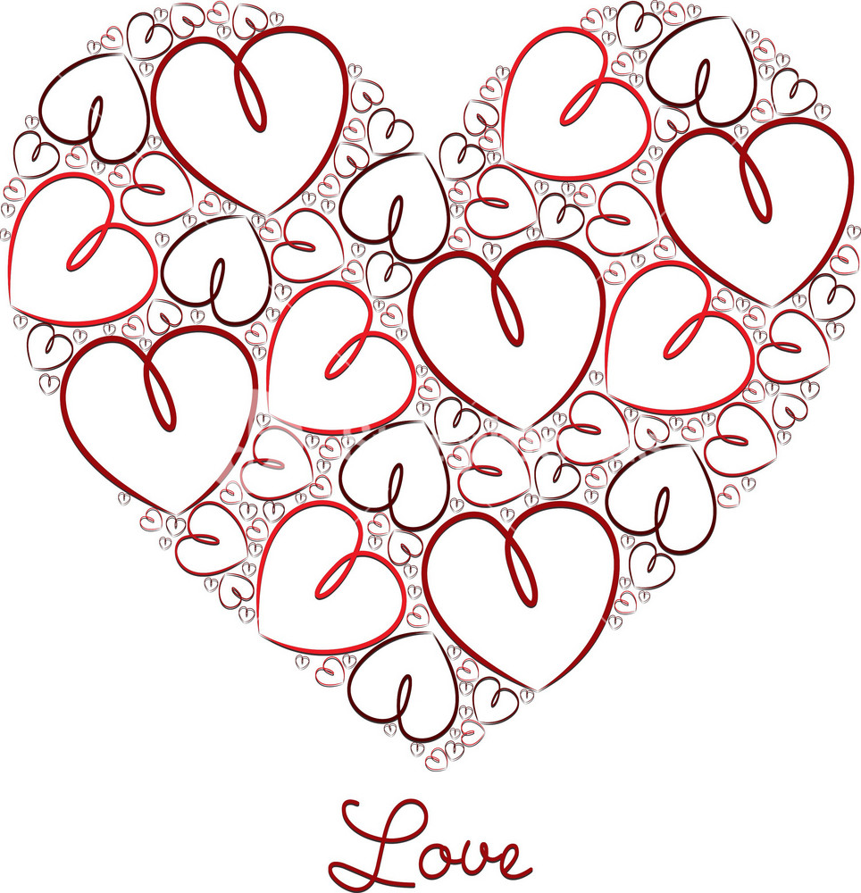 Red Hand Drawn Heart Of Hearts Card In Vector Format. Royalty-Free ...