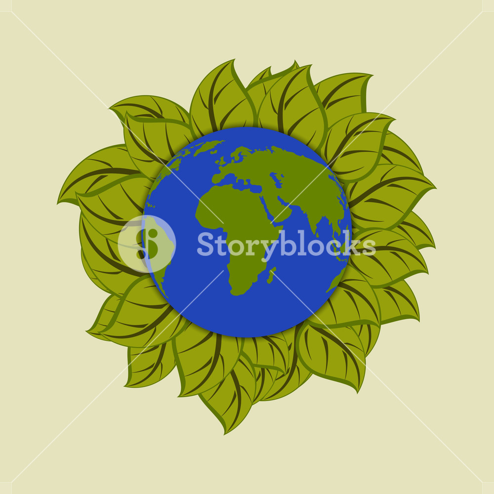 Save Earth Concept With Globe And Green Leaves. Royalty-Free Stock ...