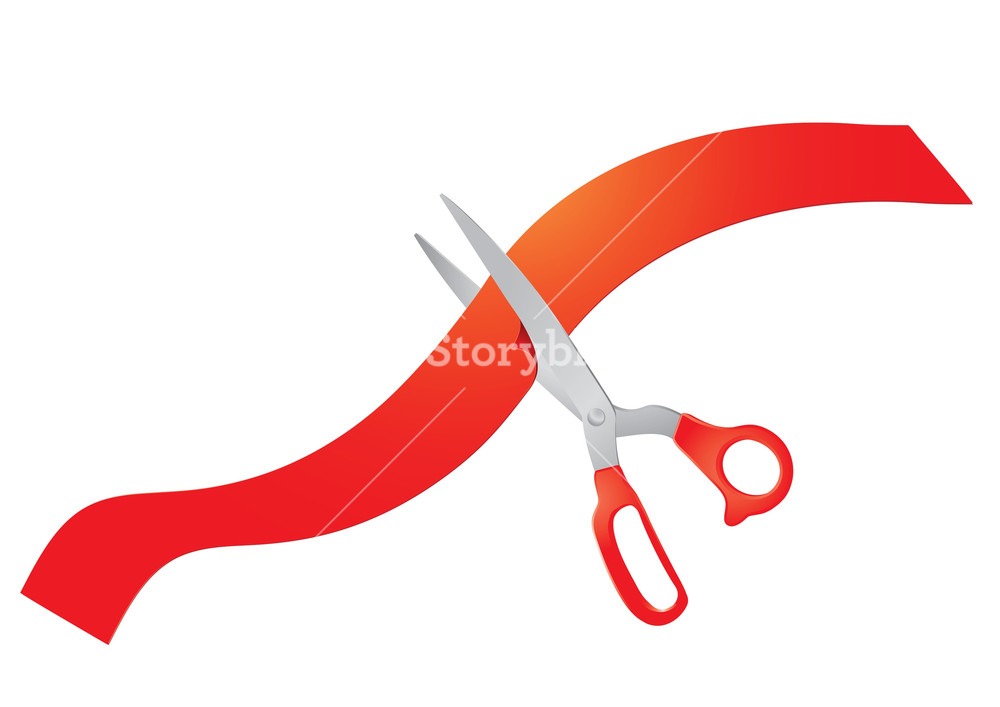Vector Ribbon Scissors Scissors And Red Ribbon. Vector Illustration. Royalty-Free Stock Vector ...