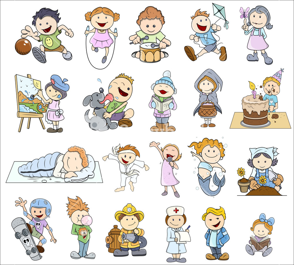 Set Of Various Cartoon Kids Illustrations Royalty-Free Stock Vector SBI ...