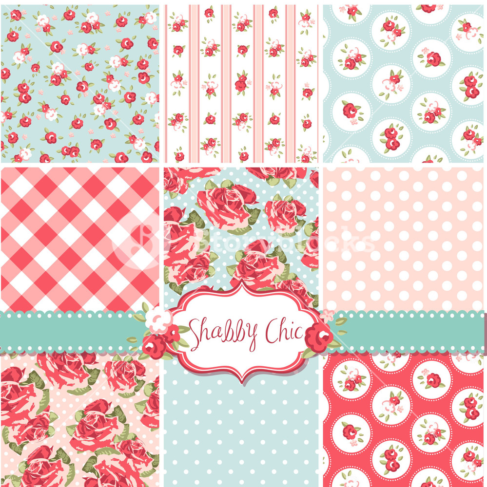 Shabby Chic Rose Patterns And Seamless Backgrounds. Ideal For Printing ...