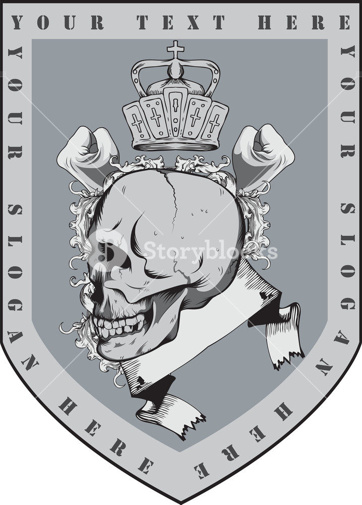 Skull With Shield Vector T-shirt Design Royalty-Free Stock Vector SBI ...
