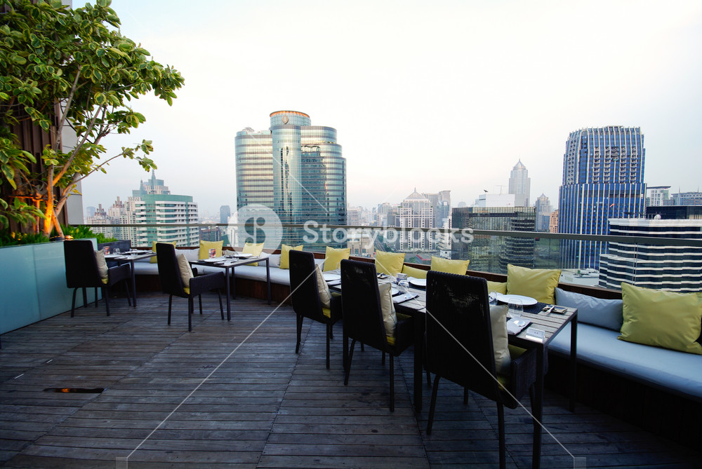 Rooftop Restaurant with Stunning Sky View Royalty-Free Stock Photo SBI ...
