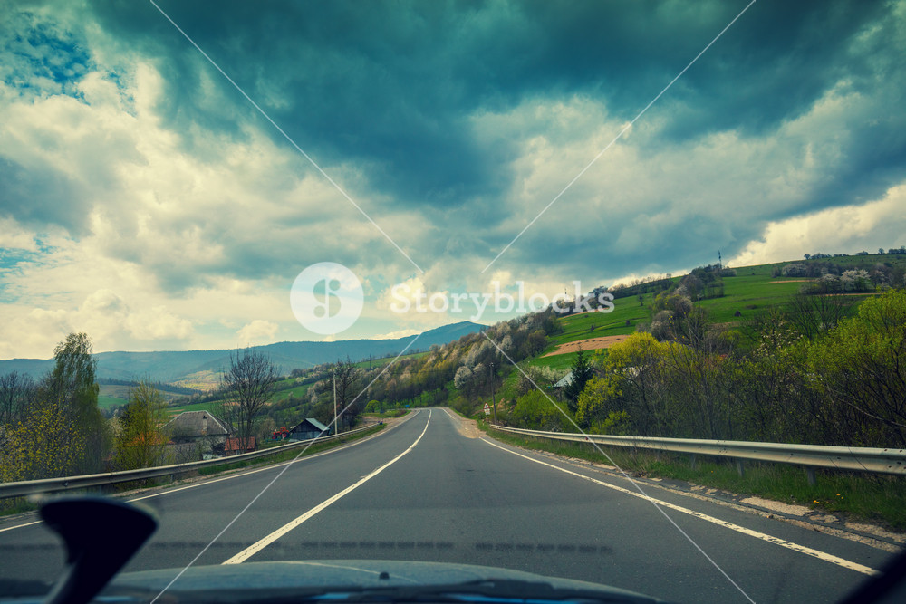 View from windscreen. Driving a car on the road Royalty-Free Stock ...