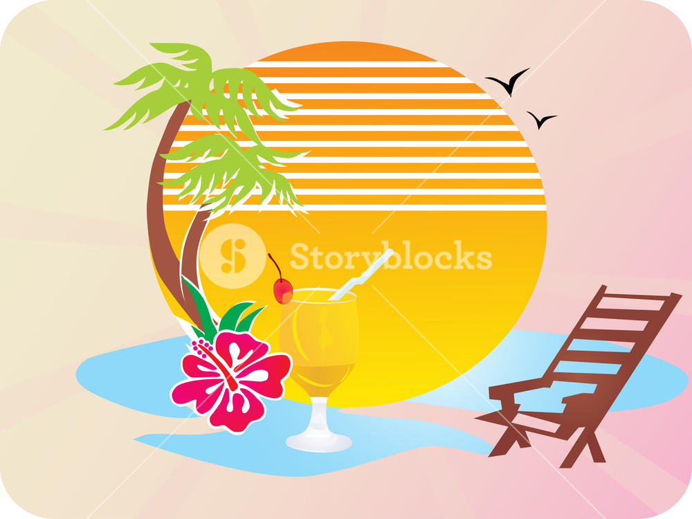 Summer Beach Scene Vector Wallpaper Royalty-Free Stock Vector SBI ...