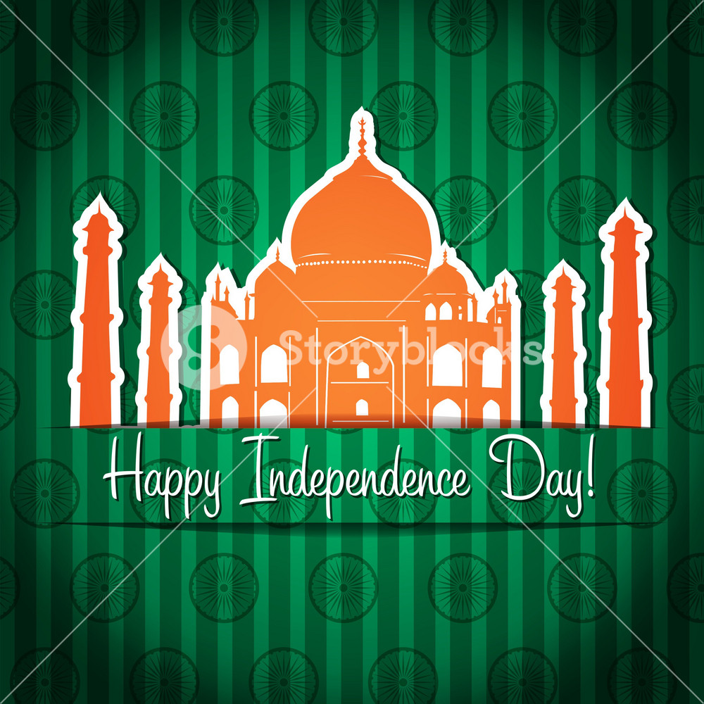 Taj Mahal Sticker Card Happy Independence Day In Vector Format. Royalty ...