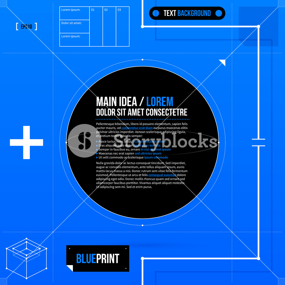 Text Background Template With Black Circle In Blueprint Style. Eps10 ...