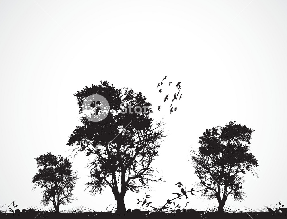 Vector Grunge Background With Trees Royalty-Free Stock Vector SBI ...