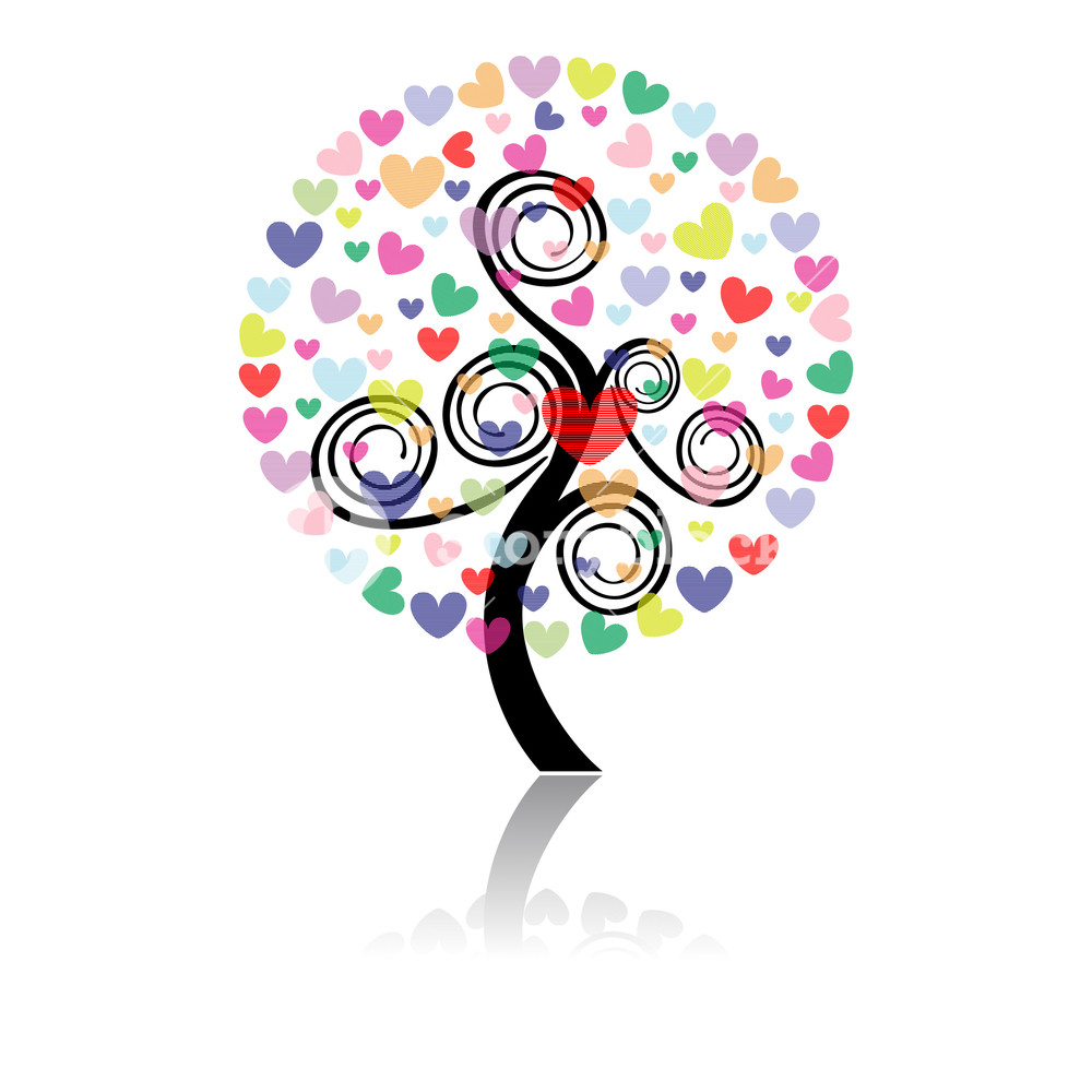 Vector Illustration Of A Love Tree On Isolated White Background ...