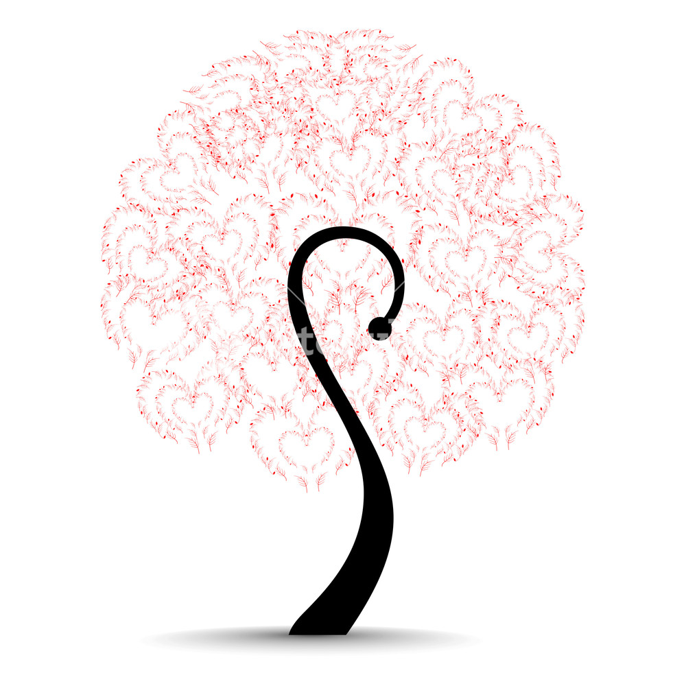 Vector Illustration Of A Love Tree On Isolated White Background ...