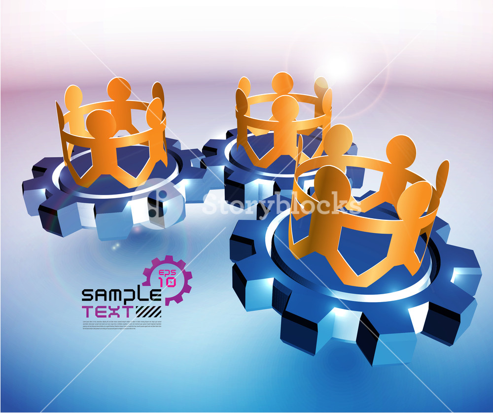 Team Work Vector R Vector Paper Men Showing Teamwork On Cogwheels Royalty-Free Stock ...