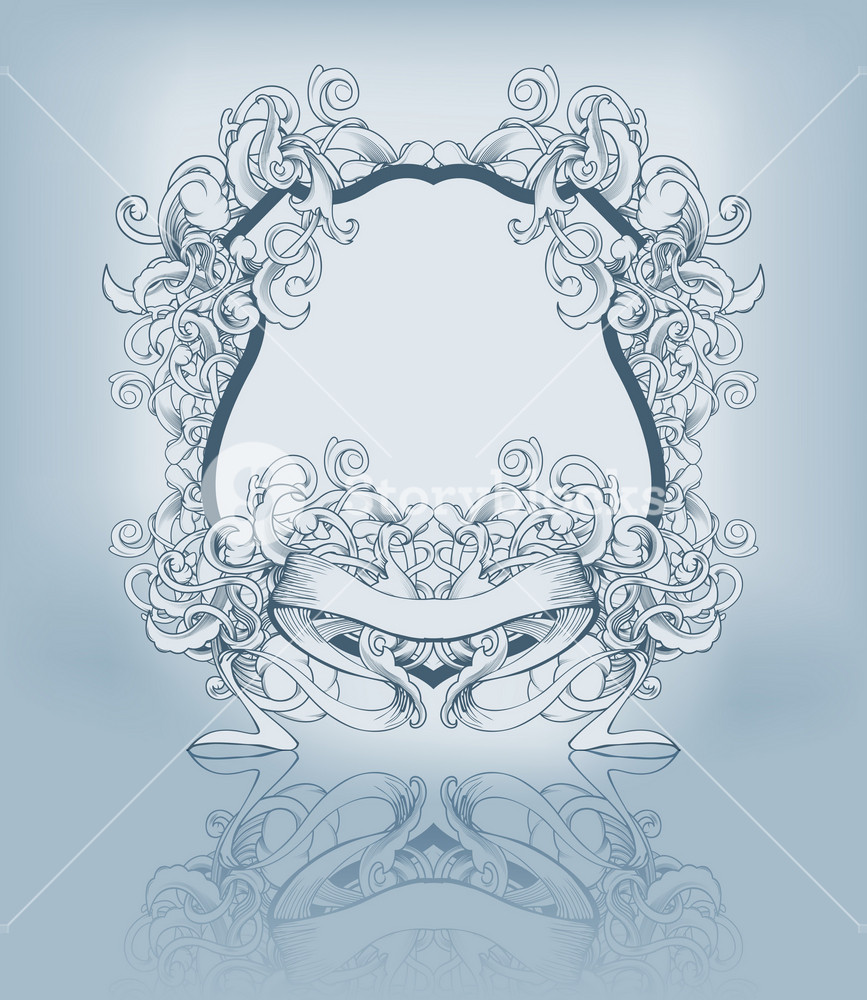 Vector Vintage Emblem With Scroll And Shield Royalty-Free Stock Vector ...
