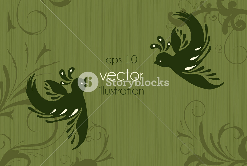 Vector Vintage Floral Background With Birds Royalty-Free Stock Vector ...